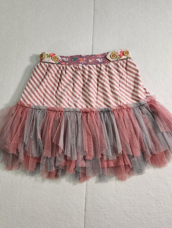 Matilda Jane Other - Matilda Jane Pink & Gray Layered Tulle Ruffle Skirt Size 8